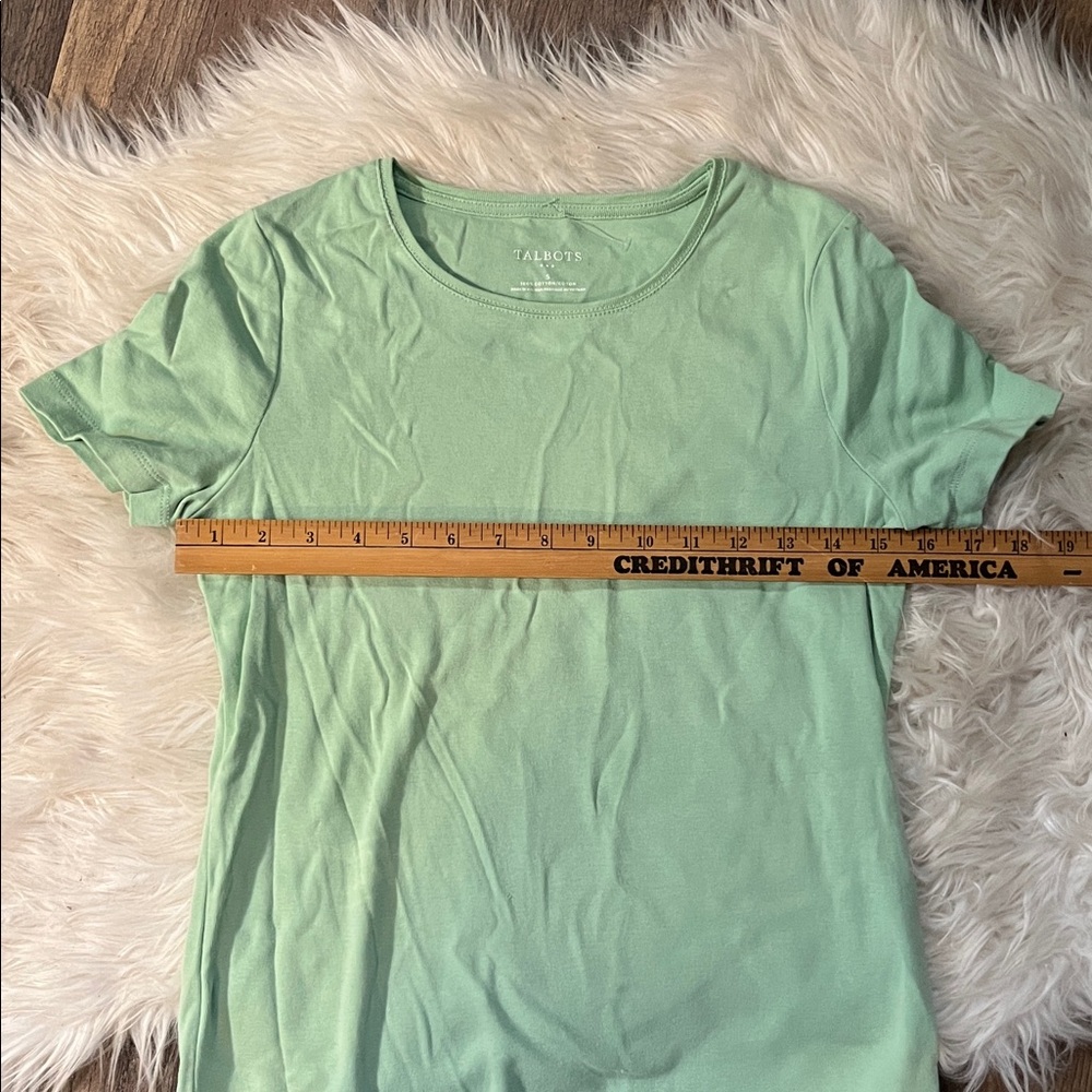 Talbots Mint Green Solid Small Tee - image 4